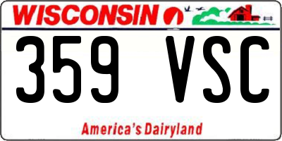WI license plate 359VSC