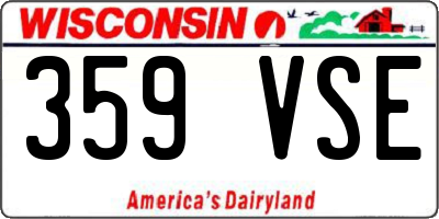 WI license plate 359VSE
