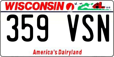 WI license plate 359VSN