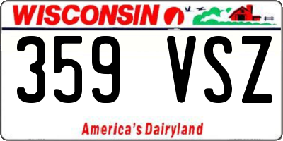 WI license plate 359VSZ