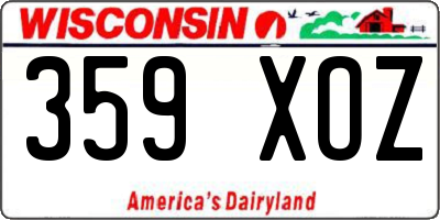 WI license plate 359XOZ