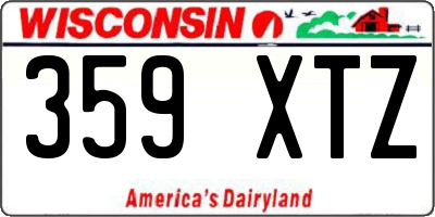 WI license plate 359XTZ