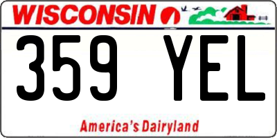 WI license plate 359YEL