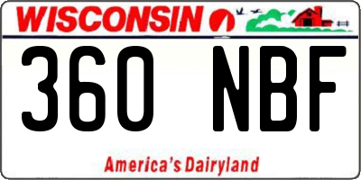 WI license plate 360NBF