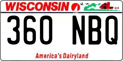 WI license plate 360NBQ