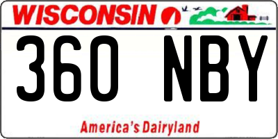 WI license plate 360NBY