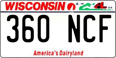WI license plate 360NCF