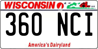 WI license plate 360NCI