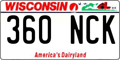 WI license plate 360NCK