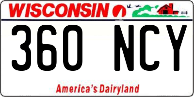 WI license plate 360NCY