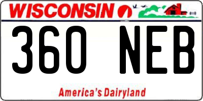 WI license plate 360NEB