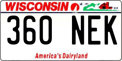 WI license plate 360NEK