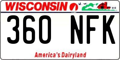 WI license plate 360NFK