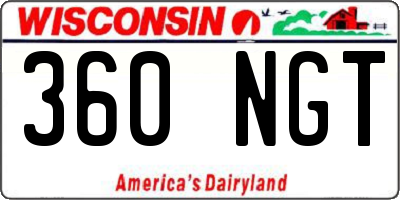 WI license plate 360NGT