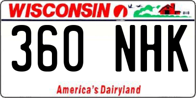 WI license plate 360NHK