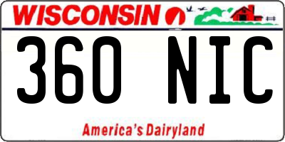 WI license plate 360NIC