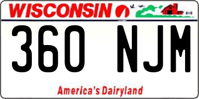 WI license plate 360NJM