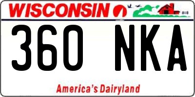 WI license plate 360NKA