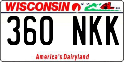 WI license plate 360NKK