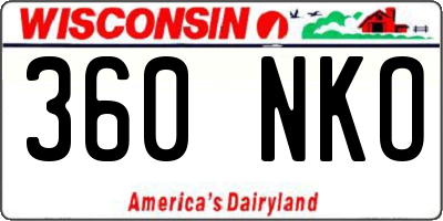 WI license plate 360NKO