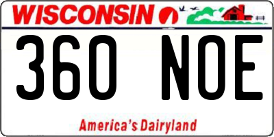 WI license plate 360NOE