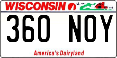 WI license plate 360NOY