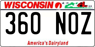 WI license plate 360NOZ