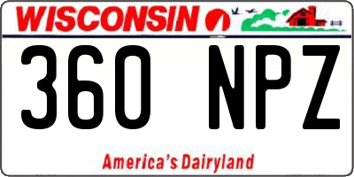 WI license plate 360NPZ