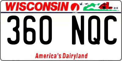 WI license plate 360NQC