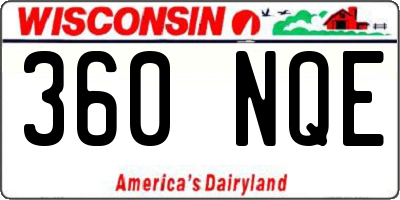 WI license plate 360NQE