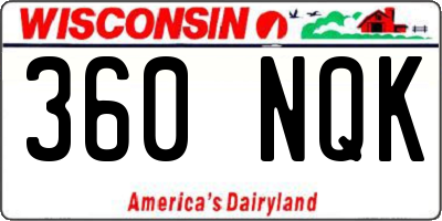 WI license plate 360NQK