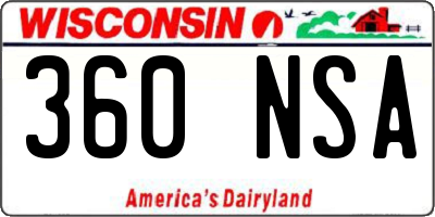 WI license plate 360NSA