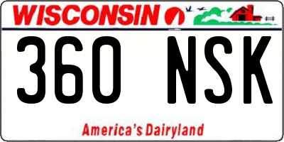 WI license plate 360NSK