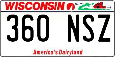 WI license plate 360NSZ