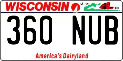 WI license plate 360NUB