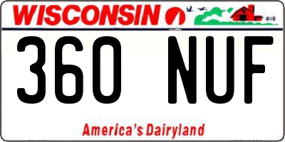 WI license plate 360NUF