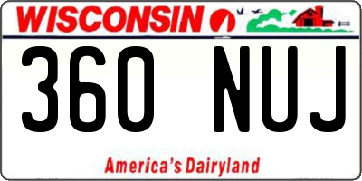 WI license plate 360NUJ