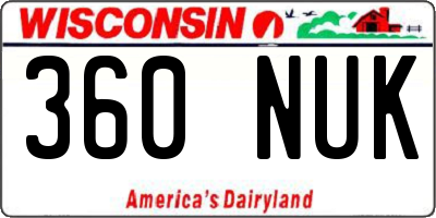 WI license plate 360NUK