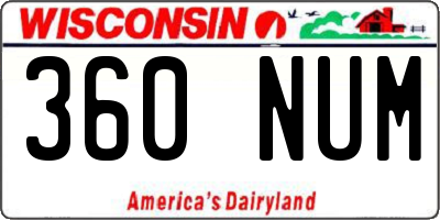 WI license plate 360NUM