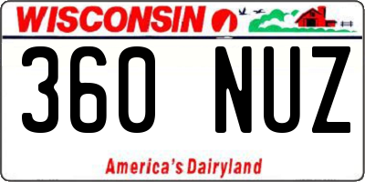 WI license plate 360NUZ