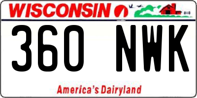 WI license plate 360NWK
