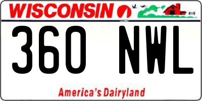 WI license plate 360NWL