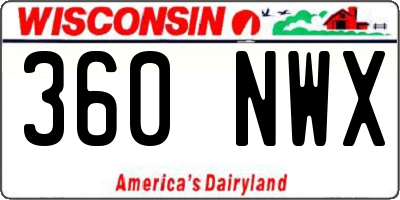 WI license plate 360NWX