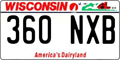 WI license plate 360NXB