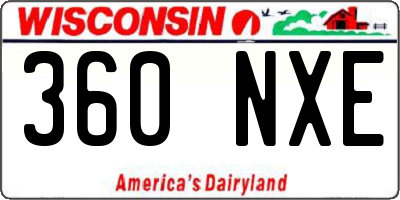 WI license plate 360NXE