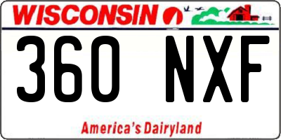 WI license plate 360NXF