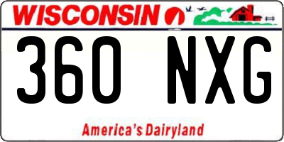 WI license plate 360NXG