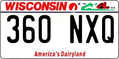 WI license plate 360NXQ