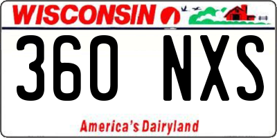 WI license plate 360NXS