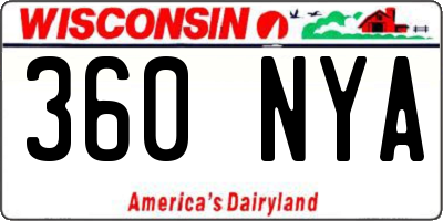 WI license plate 360NYA